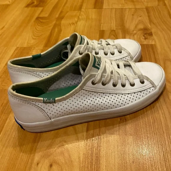 Keds white perforated leather lace up sneakers Size 6.5 - Picture 3 of 7